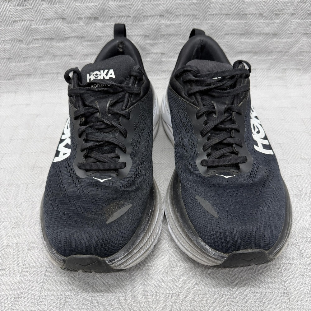 Hoka‎ One One Bondi 8 Shoes Womens Size 8 Black Running Wide 1127954 BWHT - Picture 2 of 12